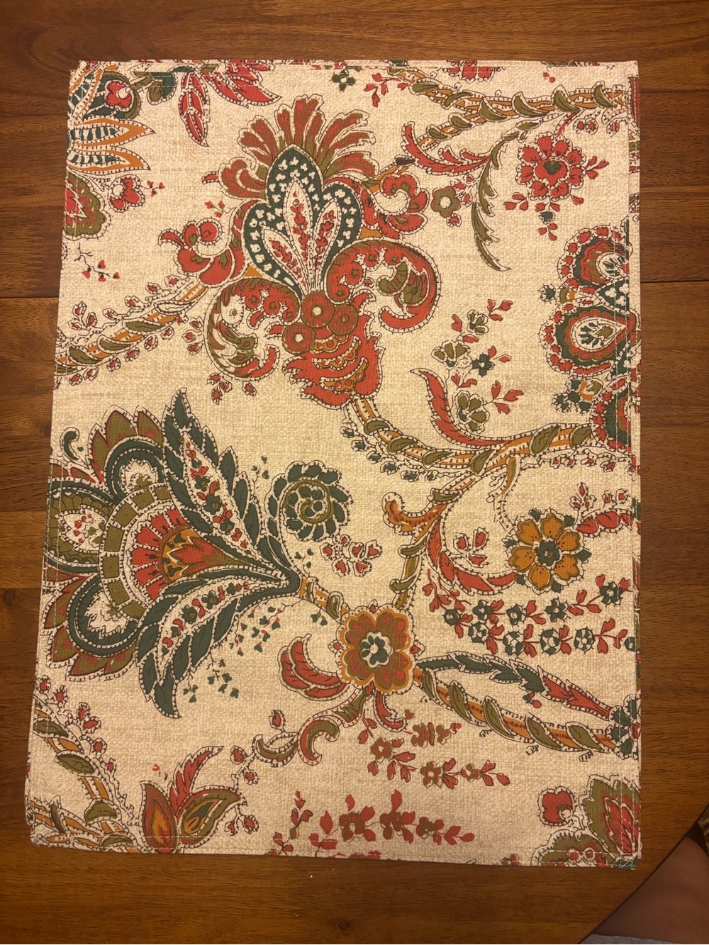 Ralph Lauren Red, Green & Gold Paisley Cotton Placemat